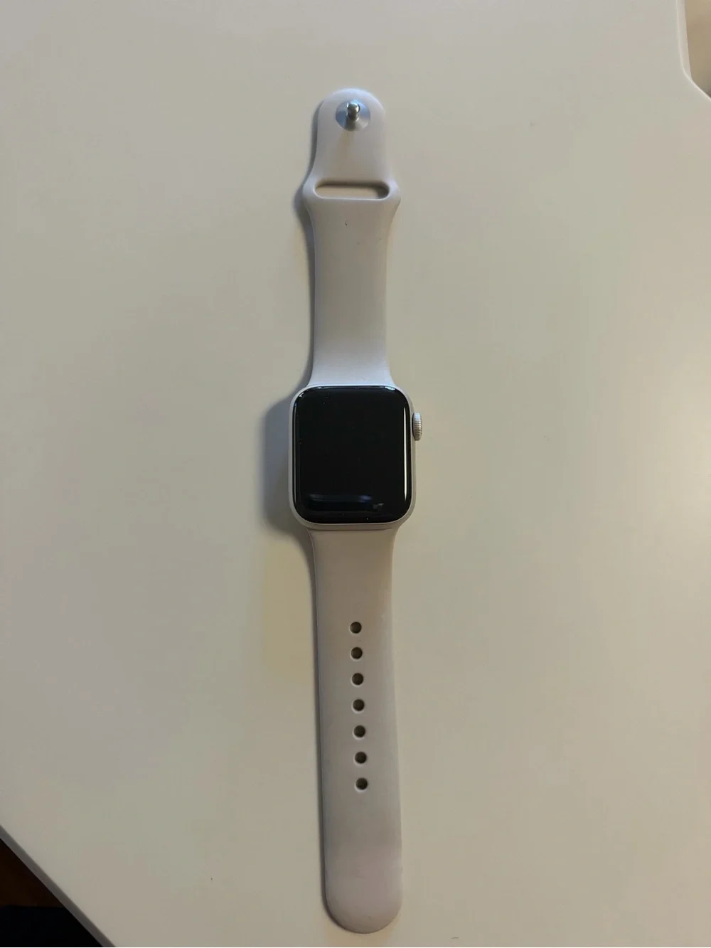 Apple Watch - White/Grey Sport Band, Silver Case
